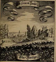 An illustration from Der Fruchtbringenden Geselschaft Nahmen, Vorhaben, Gemählde und Wörter : nach jedes Einnahme ordentlich in Kupfer gestochen, und in achtzeilige Reimgesetze verfasset (1646)