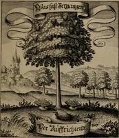 An illustration from Der Fruchtbringenden Geselschaft Nahmen, Vorhaben, Gemählde und Wörter : nach jedes Einnahme ordentlich in Kupfer gestochen, und in achtzeilige Reimgesetze verfasset (1646)
