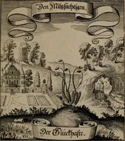 An illustration from Der Fruchtbringenden Geselschaft Nahmen, Vorhaben, Gemählde und Wörter : nach jedes Einnahme ordentlich in Kupfer gestochen, und in achtzeilige Reimgesetze verfasset (1646)