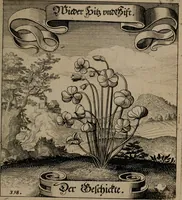 An illustration from Der Fruchtbringenden Geselschaft Nahmen, Vorhaben, Gemählde und Wörter : nach jedes Einnahme ordentlich in Kupfer gestochen, und in achtzeilige Reimgesetze verfasset (1646)