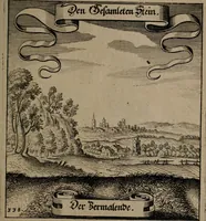 An illustration from Der Fruchtbringenden Geselschaft Nahmen, Vorhaben, Gemählde und Wörter : nach jedes Einnahme ordentlich in Kupfer gestochen, und in achtzeilige Reimgesetze verfasset (1646)