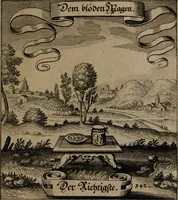 An illustration from Der Fruchtbringenden Geselschaft Nahmen, Vorhaben, Gemählde und Wörter : nach jedes Einnahme ordentlich in Kupfer gestochen, und in achtzeilige Reimgesetze verfasset (1646)