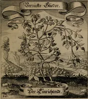 An illustration from Der Fruchtbringenden Geselschaft Nahmen, Vorhaben, Gemählde und Wörter : nach jedes Einnahme ordentlich in Kupfer gestochen, und in achtzeilige Reimgesetze verfasset (1646)