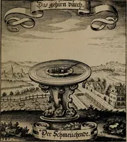 An illustration from Der Fruchtbringenden Geselschaft Nahmen, Vorhaben, Gemählde und Wörter : nach jedes Einnahme ordentlich in Kupfer gestochen, und in achtzeilige Reimgesetze verfasset (1646)