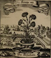 An illustration from Der Fruchtbringenden Geselschaft Nahmen, Vorhaben, Gemählde und Wörter : nach jedes Einnahme ordentlich in Kupfer gestochen, und in achtzeilige Reimgesetze verfasset (1646)