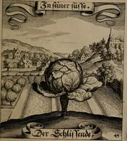 An illustration from Der Fruchtbringenden Geselschaft Nahmen, Vorhaben, Gemählde und Wörter : nach jedes Einnahme ordentlich in Kupfer gestochen, und in achtzeilige Reimgesetze verfasset (1646)