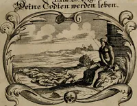An illustration from Der geistliche Seelen-Artzt, versehen mit General-Artzney : wieder alle erdenckliche Melancholey, auf den jetzigen Welt-Stand gerichtet : auss dem Grund göttlicher H. Schrifft, der Heiligen Vätter Lehr und Sententzen, ausserlesenen Spruchwörtern, welt-geistlichen Aphorismis, medicinalischen Haupt-Regeln, kurtzen Historien, raren Gleichnüssen, und trostreichen Sitten-Lehren : von der Gedult in Wiederwärtigkeiten, Verfolgungen, Creutz und Leyden, durch nützliche Recipe vorgeschreibeu [sic] ... (1700)