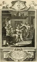 An illustration from Der sogenannte Sinn-lehr-und Geist-volle ... Todentanz : anietzo mit einigen einfältig, doch gut gemeynten Reimen und Versen versehen (1767)