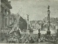 An illustration from Der Städte-Bau nach seinen künstlerischen Grundsätzen. Ein Beitrag zur Lösung moderner Fragen der Architektur und monumentalen Plastik unter besonderer Beziehung auf Wien (1901)