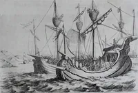 An illustration from Der zee-vaert lof : handelende vande gedenckwaerdighste zee-vaerden... in VI boecken beschreven (1634)