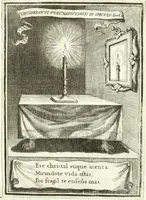 An illustration from Descripcion de las honras : que se hicieron ala Catholica Magd. de D. Phelippe quarto rey de las Españas y del nueuo mundo en el Real Conuento de la Encarnacion : que de horden de la reyna n[uest]ra señora como superintendente de las reales obras dispuso D. Baltasar Barroso de Ribera marques de Malpica ... (1666)