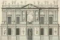 An illustration from Descripcion de los ornatos públicos con que la corte de Madrid ha solemnizado la feliz exâltacion al trono de los reyes nuestros señores don Carlos IIII. y doña Luisa de Borbon, y la jura del serenisimo señor don Fernando, principe de Asturias (1789)