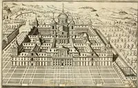 Picture 6 of 42 from Descripcion del real monasterio de San Lorenzo del Escorial : su magnifico templo, panteon, y palacio : compendiada de la descripcion antigua, y exornada con nuevas vistosas láminas de su planta y montéa : aumentada con la noticia de varias grandezas y alhajas con que han ilustrado los católicos reyes aquel maravilloso edificio, y coronada con un tratado apendice de los insignes profesores de las bellas artes estatuaria, arquitectura, y pintura, que concurrieron á su fundacion, y despues le han enriquecido con sus obras (1764), leaf 25