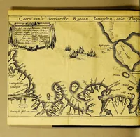 Picture 6 of 7 from Descriptio ac delineatio geographica detectionis freti, : sive, Transitus ad occasum, suprà terras Americanas in Chinam atq[ue] Iaponem ducturi, recens investigati ab M. Henrico Hudsono Anglo. : Item, Narratio ser.mo regi Hispaniæ facta, super tractu, in quinta orbis terrarum parte, cui Australiæ incognitæ nomen est, recens detecto, per Capitaneum Petrum Ferdinandez de Quir. : Vnà cum descriptione terræ Samoiedarum [et] Tingoesiorum, in Tartaria ad ortum Freti VVaygats sitæ, nuperq; imperio Moscovitarum subactæ (1612), leaf 40