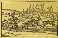 An illustration from Descriptio ac delineatio geographica detectionis freti, : sive, Transitus ad occasum, suprà terras Americanas in Chinam atq[ue] Iaponem ducturi, recens investigati ab M. Henrico Hudsono Anglo. : Item, Narratio ser.mo regi Hispaniæ facta, super tractu, in quinta orbis terrarum parte, cui Australiæ incognitæ nomen est, recens detecto, per Capitaneum Petrum Ferdinandez de Quir. : Vnà cum descriptione terræ Samoiedarum [et] Tingoesiorum, in Tartaria ad ortum Freti VVaygats sitæ, nuperq; imperio Moscovitarum subactæ (1612)