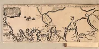 An illustration from Descriptio ac delineatio geographica detectionis freti, : sive, Transitus ad occasum, suprà terras Americanas in Chinam atq[ue] Iaponem ducturi, recens investigati ab M. Henrico Hudsono Anglo. : Item, Narratio ser.mo regi Hispaniæ facta, super tractu, in quinta orbis terrarum parte, cui Australiæ incognitæ nomen est, recens detecto, per Capitaneum Petrum Ferdinandez de Quir. : Vnà cum descriptione terræ Samoiedarum [et] Tingoesiorum, in Tartaria ad ortum Freti VVaygats sitæ, nuperq; imperio Moscovitarum subactæ (1612)