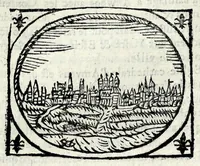 An illustration from Description contenant toutes les singularitez de plus celebres villes et places remarquables du royaume de France : avec les choses plus memorables aduenues en jceluy : reveu, corrige et auguemente du sommaire de l'estat, cartes des prouinces et de quelques portraitz des plus signalees uilles du dict royaume (1610)