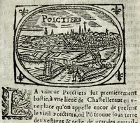 Picture 25 of 32 from Description contenant toutes les singularitez de plus celebres villes et places remarquables du royaume de France : avec les choses plus memorables aduenues en jceluy : reveu, corrige et auguemente du sommaire de l'estat, cartes des prouinces et de quelques portraitz des plus signalees uilles du dict royaume (1610), leaf 245