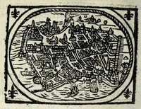 An illustration from Description contenant toutes les singularitez de plus celebres villes et places remarquables du royaume de France : avec les choses plus memorables aduenues en jceluy : reveu, corrige et auguemente du sommaire de l'estat, cartes des prouinces et de quelques portraitz des plus signalees uilles du dict royaume (1610)