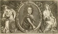 An illustration from Description de la pompe funebre faite dans l'eglise de Saint André des Arcs : a la memoire de tres haut, tres puissant, tres excellent prince François-Louis de Bourbon, Prince de Conty, Prince du Sang, Pair de France; avec des memoires historiques sur toute la vie de ce Prince : pour servir d'explication aux devises & aux peintures employées dans les ornements de la pomp representée icy en deux grandes planches en taille douce (1709)