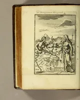 An illustration from Description de l'univers, : contenant les differents systemes du monde, les cartes generales & particulieres de la geographie ancienne & moderne : les plans & les profils des principales villes & des autres lieux plus considerables de la terre; avec les portraits des souverains qui y commandent, leurs blasons, titres & livrées : et les mœurs, religions, gouvernemens & divers habillemens de chaque nation. Dediée au roy. (1685)