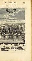 An illustration from Description de l'univers, : contenant les differents systêmes du monde, les cartes generales & particulieres de la geographie ancienne & moderne : les plans & les profils des principales villes & des autres lieux plus considerables de la terre ; avec les portraits des souverains qui y commandent, leurs blasons, titres & livrées : et les mœurs, religions, gouvernemens & divers habillemens de chaque nation. Dediee au roy. (1683)