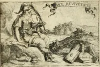 An illustration from Description des feux d'artifices faits a l'honneur du roy a Lille : par vn nouveau témoignage du zele de messieurs du Magistrat, ensuite de la venuë de Sa Majesté en cette ville, & de la rejouissance publique de la paix, l'an 1680 (1680)