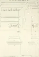An illustration from Description du Théâtre de Marcellus, à Rome, rétabli dans son état primitif, daprès les vestiges qui en restent encore : mémoire joint aux plans, coupes, élévations et détails mesurés à Rome, addressés à lAcademie royale darchitecture de Paris (1812)