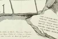 An illustration from Description du Théâtre de Marcellus, à Rome, rétabli dans son état primitif, daprès les vestiges qui en restent encore : mémoire joint aux plans, coupes, élévations et détails mesurés à Rome, addressés à lAcademie royale darchitecture de Paris (1812)