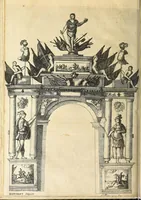 Picture 12 of 13 from Description et interpretation des portiques erigés a l'entrée de tres-hault et tres-puissant prince Louis de Bourbon, prince de Condé, premier prince du sang, duc d'Angeuien, Chasteaux-Roux, Albret, Mont-Morency, &c., gouverneur & lieutenant general pour Sa Majesté, és prouinces de Bourgongne, Bresse, & Berry, en la ville de Dijon le 6. mars 1648 : accompagnés des figures & arcz de triomphe (1650), leaf 114