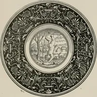 An illustration from A descriptive catalogue of the maiolica, Hispano-Moresco, Persian, Damascus, and Rhodian wares in the South Kensington Museum : with historical notes, marks, & monograms (1873)