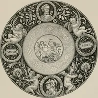 An illustration from A descriptive catalogue of the maiolica, Hispano-Moresco, Persian, Damascus, and Rhodian wares in the South Kensington Museum : with historical notes, marks, & monograms (1873)