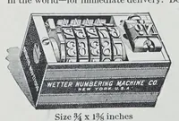 An illustration from Descriptive catalogue and price list of wood furniture, cylinder presses and job presses, cutters, die presses, punching machinery, stitching and sewing machines, paging and numbering machines, scoring and perforating machines, and all supplies for the printer, bookbinder, and all allied trades (1910)