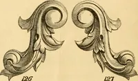 An illustration from Descriptive price list of patented artificial wood ornaments, for furniture manufacturers, architects, builders, interior decorators, stair builders, car builders, organ manufacturers, steamboat builders, etc. etc. (1871)