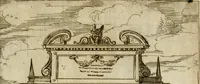 An illustration from Descrittione de gli apparati fatti in Bologna per la venvta di n. s. papa Clemente VIII. Con gli disegni de gli archi, statue, & pitture. Dedicata a gli ill.mi sig. del reggimento di Bologna (1598)
