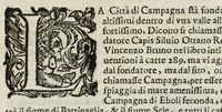 An illustration from Descrittione del Regno di Napoli : diuiso in dodeci prouincie, nella quale con breuità si tratta della fedelissima città di Napoli, e dele cose più notabili di essa, e delle città e terre più illustri del Regno, con le famiglie nobili, non solo di quella, ma dell'altre città di esso Regno : con i vescouadi, & arciuescouadi, e santi, che sono in esso ... (1671)