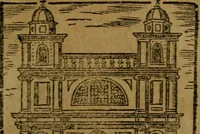 An illustration from Descrittione di Roma antica e moderna : nella quale si contengono chiese, monasterij, hospedali, compagnie, collegij e seminarij, tempij, teatri, anfiteatri, naumachie, cerchi, fori, curie, palazzi, e statue, librerie, musei, pitture, sculture, & i nomi de gli artefici : indice de'sommi pontefici, imperatori e duchi : con due copiosissime tauole (1643)