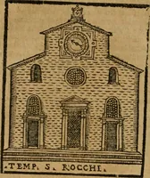 An illustration from Descrittione di Roma antica e moderna : nella quale si contengono chiese, monasterij, hospedali, compagnie, collegij e seminarij, tempij, teatri, anfiteatri, naumachie, cerchi, fori, curie, palazzi, e statue, librerie, musei, pitture, sculture, & i nomi de gli artefici : indice de'sommi pontefici, imperatori e duchi : con due copiosissime tauole (1643)