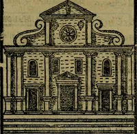 An illustration from Descrittione di Roma antica e moderna : nella quale si contengono chiese, monasterij, hospedali, compagnie, collegij e seminarij, tempij, teatri, anfiteatri, naumachie, cerchi, fori, curie, palazzi, e statue, librerie, musei, pitture, sculture, & i nomi de gli artefici : indice de'sommi pontefici, imperatori e duchi : con due copiosissime tauole (1643)