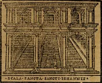 An illustration from Descrittione di Roma antica e moderna : nella quale si contengono chiese, monasterij, hospedali, compagnie, collegij e seminarij, tempij, teatri, anfiteatri, naumachie, cerchi, fori, curie, palazzi, e statue, librerie, musei, pitture, sculture, & i nomi de gli artefici : indice de'sommi pontefici, imperatori e duchi : con due copiosissime tauole (1643)