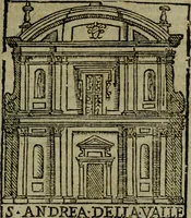An illustration from Descrittione di Roma antica e moderna : nella quale si contengono chiese, monasterij, hospedali, compagnie, collegij e seminarij, tempij, teatri, anfiteatri, naumachie, cerchi, fori, curie, palazzi, e statue, librerie, musei, pitture, sculture, & i nomi de gli artefici : indice de'sommi pontefici, imperatori e duchi : con due copiosissime tauole (1643)