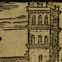 An illustration from Descrittione di Roma antica e moderna : nella quale si contengono chiese, monasterij, hospedali, compagnie, collegij e seminarij, tempij, teatri, anfiteatri, naumachie, cerchi, fori, curie, palazzi, e statue, librerie, musei, pitture, sculture, & i nomi de gli artefici : indice de'sommi pontefici, imperatori e duchi : con due copiosissime tauole (1643)