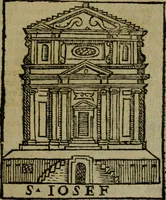 An illustration from Descrittione di Roma antica e moderna : nella quale si contengono chiese, monasterij, hospedali, compagnie, collegij e seminarij, tempij, teatri, anfiteatri, naumachie, cerchi, fori, curie, palazzi, e statue, librerie, musei, pitture, sculture, & i nomi de gli artefici : indice de'sommi pontefici, imperatori e duchi : con due copiosissime tauole (1643)