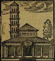 An illustration from Descrittione di Roma antica e moderna : nella quale si contengono chiese, monasterij, hospedali, compagnie, collegij e seminarij, tempij, teatri, anfiteatri, naumachie, cerchi, fori, curie, palazzi, e statue, librerie, musei, pitture, sculture, & i nomi de gli artefici : indice de'sommi pontefici, imperatori e duchi : con due copiosissime tauole (1643)