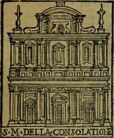Picture 115 of 366 from Descrittione di Roma antica e moderna : nella quale si contengono chiese, monasterij, hospedali, compagnie, collegij e seminarij, tempij, teatri, anfiteatri, naumachie, cerchi, fori, curie, palazzi, e statue, librerie, musei, pitture, sculture, & i nomi de gli artefici : indice de'sommi pontefici, imperatori e duchi : con due copiosissime tauole (1643), leaf 332