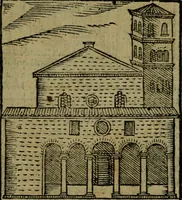 An illustration from Descrittione di Roma antica e moderna : nella quale si contengono chiese, monasterij, hospedali, compagnie, collegij e seminarij, tempij, teatri, anfiteatri, naumachie, cerchi, fori, curie, palazzi, e statue, librerie, musei, pitture, sculture, & i nomi de gli artefici : indice de'sommi pontefici, imperatori e duchi : con due copiosissime tauole (1643)
