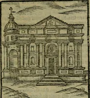 An illustration from Descrittione di Roma antica e moderna : nella quale si contengono chiese, monasterij, hospedali, compagnie, collegij e seminarij, tempij, teatri, anfiteatri, naumachie, cerchi, fori, curie, palazzi, e statue, librerie, musei, pitture, sculture, & i nomi de gli artefici : indice de'sommi pontefici, imperatori e duchi : con due copiosissime tauole (1643)