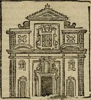 An illustration from Descrittione di Roma antica e moderna : nella quale si contengono chiese, monasterij, hospedali, compagnie, collegij e seminarij, tempij, teatri, anfiteatri, naumachie, cerchi, fori, curie, palazzi, e statue, librerie, musei, pitture, sculture, & i nomi de gli artefici : indice de'sommi pontefici, imperatori e duchi : con due copiosissime tauole (1643)
