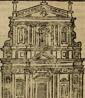 An illustration from Descrittione di Roma antica e moderna : nella quale si contengono chiese, monasterij, hospedali, compagnie, collegij e seminarij, tempij, teatri, anfiteatri, naumachie, cerchi, fori, curie, palazzi, e statue, librerie, musei, pitture, sculture, & i nomi de gli artefici : indice de'sommi pontefici, imperatori e duchi : con due copiosissime tauole (1643)