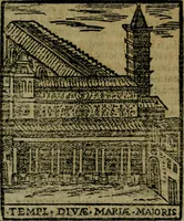 An illustration from Descrittione di Roma antica e moderna : nella quale si contengono chiese, monasterij, hospedali, compagnie, collegij e seminarij, tempij, teatri, anfiteatri, naumachie, cerchi, fori, curie, palazzi, e statue, librerie, musei, pitture, sculture, & i nomi de gli artefici : indice de'sommi pontefici, imperatori e duchi : con due copiosissime tauole (1643)